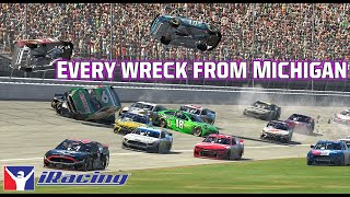 Cars flipping, huge hits | Every wreck from the Coca-Cola iRacing Series at Michigan