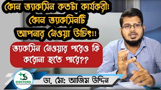 কোন ভ্যাকসিন কতটা কার্যকরী | ভ্যাকসিন নেওয়ার পরেও কি করোনা হতে পারে? Dr. Azim Uddin