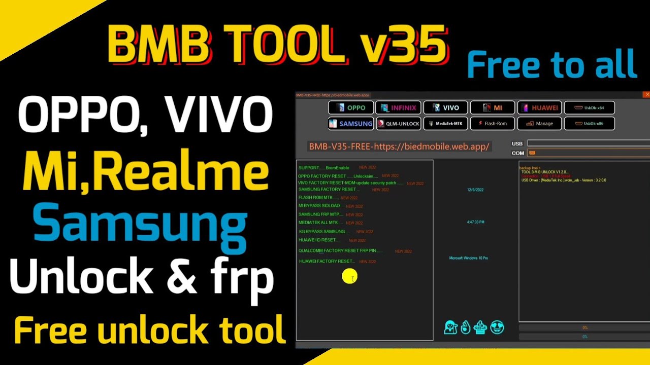 BMB V35 TOOL//OPPO,VIVO,MI,REALME,SAMSUNG,INFINIX Unlock Tool//Free To ...