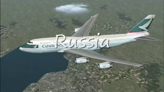 FS2004 16 Hour Flight From Hong Kong to London by Cathay