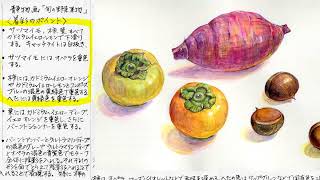 結城智子水彩画を描く・「旬の野菜果物」