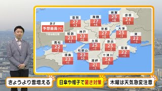 【5月15日(水)】京都三大祭の「葵祭」も行われる１５日（水）雲が増えるがおおむね晴れて初夏の陽気に【近畿の天気】#天気 #気象
