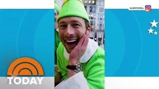 Glen Powell and family recreate scenes from ‘Elf’ in New York City