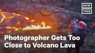 Iceland Volcano Lava Flows Towards Photographer #Shorts