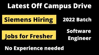 Siemens Mega Hiring Drive | 2022 2023 Batch Hiring | Latest Off Campus Job | Fresher | Tamil