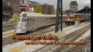 Passenger Trains running on Portland & Ogdensburg HO Scale Model Railroad - Boston and Maine-Central