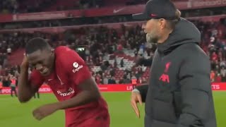 Jurgen Klopp slaps Ibrahim Konate 😂 #LFC