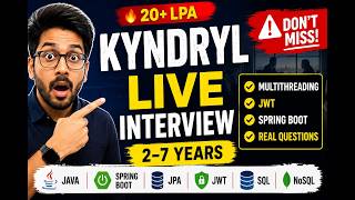 🚀 Kyndryl Java Developer LIVE Interview | Multithreading | Spring Boot | JPA | JWT | SQL | NoSQL