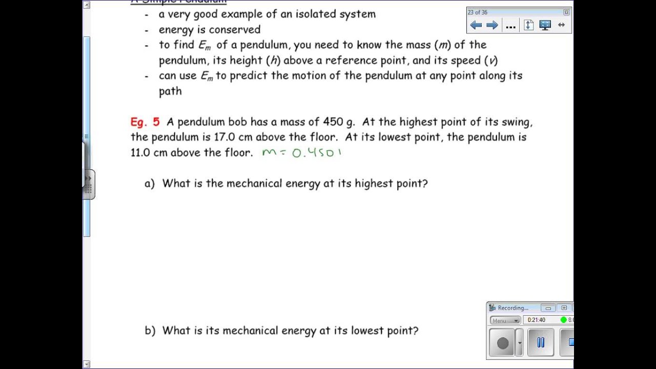 Conservation Of Mechanical Energy Lesson Video Part 1 - YouTube