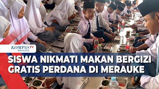 Siswa Nikmati Makan Bergizi Gratis Perdana di Merauke