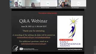 Audio Described: Early Independence Award Q&A Webinar | June 28, 2021