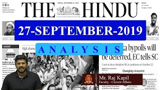The Hindu News Analysis | 27th September 2019 | Daily Current Affairs -  UPSC Prelims 2020