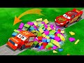 Mega Lego Transforming Pit Vs McQueen and Pixar cars! BeamNG. drive!