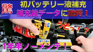 【バッテリー液 点検補充 車載のまま】1年半メンテしなかったバッテリー液を初メンテ。補充後のバッテリーテストは驚き！