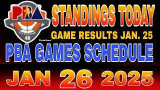 PBA Standings today as of January 25, 2025 | Pba Game results | Pba schedules January 26, 2025