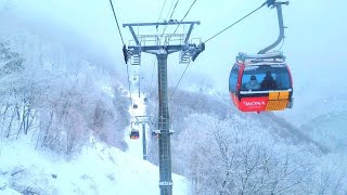 눈오는날 모나용평 발왕산 케이블카 상행 역방향 탑승영상 - Balwang mountain Cable Car (POV) Mona Yong pyeong