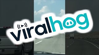 Car Drives Through Highway Crossing Dust Devil || ViralHog