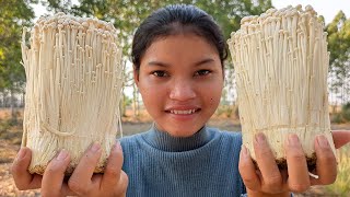 Crispy Fried Enoki Mushrooms Recipe | Super Crunchy Mushrooms Cooking and Eating