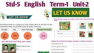 5th Std English Term 1 Unit 2 Let us know | Past and Future Continuous Tense | Samacheer Kalvi