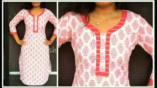 Beautiful Office Wear Kurta/Chudidar Neckline Very Easy To Make(DIY)