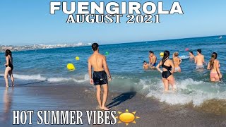 TORREBLANCA, FUENGIROLA SPAIN BEACH WALK AUGUST 2021, Hot Summer Beach Walk Updates In Spain [4K]