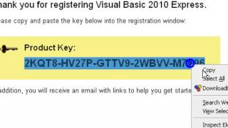 Microsoft Visual Basic 2010 Express - Registration Key