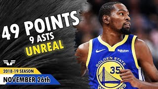 Kevin Durant - 2018.11.26 - Warriors vs Magic - 49 Points, 9 Asts - UNREAL!