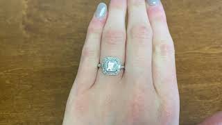 1.58ct Asscher-Cut Diamond and Diamond Halo Ring - Cannock Ring - Hand Video