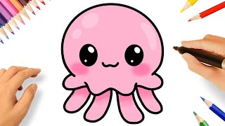 HOW TO DRAW A CUTE JELLYFISH EASY 💗