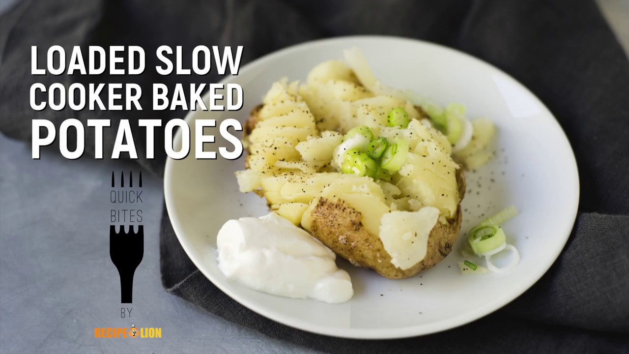 Loaded Slow Cooker Baked Potatoes - YouTube