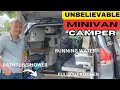 Best DIY Minivan Camper I've seen/ sleeps 2, shower, kitchen, running water & more