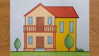 How to Draw a Level House for Beginners || Easy House Drawing