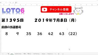 予想数字第1395回LOTO6ロト６2019年7月8日(月)HiromiTV