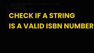 Check if a string is a valid isbn number