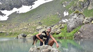 Trekking Okrostskali lakes. Georgia