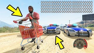 GTA 5 МОДЫ 100 ЗВЁЗД РОЗЫСКА !! ГАНГСТЕР УГНАЛ ТЕЛЕЖКУ ИЗ МАГАЗИНА И УСТРОИЛ ПОГОНЮ ОТ ГЛУПЫХ КОПОВ