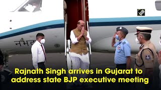 Rajnath Singh arrives in Gujarat to address state BJP executive meeting