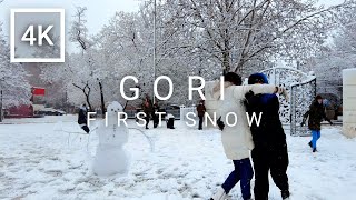 First Snow - Walking in Gori Streets / პირველი თოვლი გორი [4K]