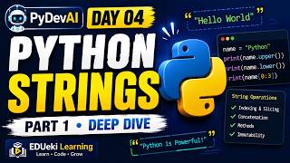 PyDevAI – Day 04 | Python Strings Part 1: Complete Deep Dive | EDUeki Learning