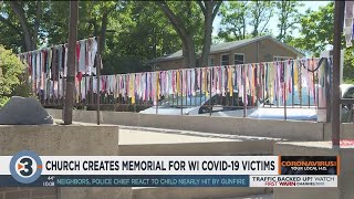 Downtown Madison church creates ribbon memorial for Wisconsin COVID-19 victims