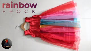 new designer frock 2022 / new model rainbow net fabric frock cutting and stitching