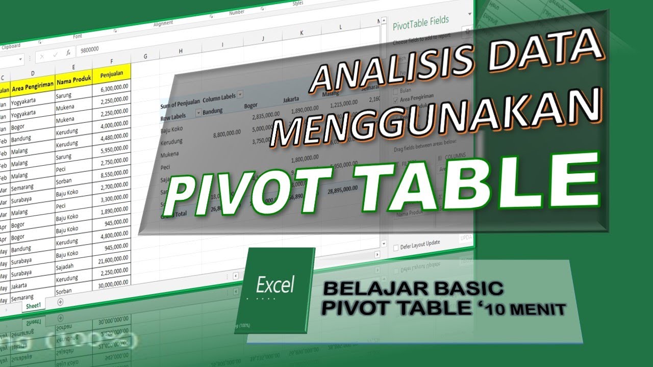 ANALISA DATA MENGGUNAKAN PIVOT TABLE | TUTORIAL BELAJAR PIVOT TABEL ...