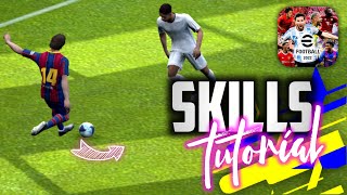 HOW TO DRIBBLE IN EFOOTBALL 2024 MOBILE | All Skills Tutorial efootball 24 mobile | Skills Tutorial