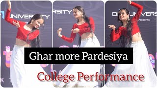Stage Dance Performance By Anshika Joshi ||Ghar More Pardesiya || DIT DEHRADUN DANCE Competition