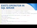 59 Exists operator in SQL Server