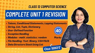 Unit 1 | Complete PYTHON Portion | ONE SHOT | Class 12 Computer Science | ENGLISH