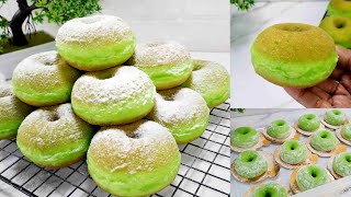 TANPA BREAD IMPROVER HASILNYA BISA SEGEMBUL INI‼️ RESEP DONAT PANDAN LEMBUT BERWHITE RING TINGGI