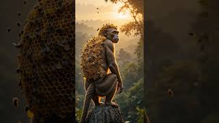Fearless Jungle Honey Harvest 🍯🐵 Wild Beehives on Monkeys!  #junglelife #HoneyHarvest