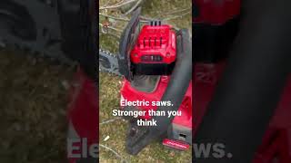 Electric saws are great.  The Craftsman V20 chainsaw and pipe saw are a great combo for a homeowner