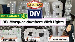 How To Make  DIY 4FT Marquee Numbers With Lights At Home For Party With Dollarama Finds